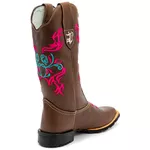 Bota Texana Feminina Country em Couro Legítimo Bico Quadrado 