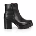 Bota Coturno Couro Issy Plain Preto Tratorada