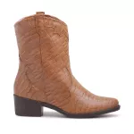 Bota Western Texas Grapevine Couro Croco Camel