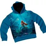 Blusa de Frio Moletom Infantil Grosso Confortável Pequena Sereia Azul Turquesa