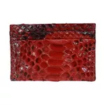 Porta Cartão em couro de Cobra (Python reticulatus) - Vermelho Brilho
