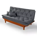 Sofá Cama Com Molas Ensacadas 3 Lugares Miami Reclinável em Suede Cinza