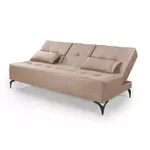 Sofá Cama Solteiro Reclinável em Suede Bege - Colorado
