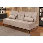 Sofá Cama Solteiro Reclinável em Suede Bege - Colorado