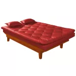 Sofá Cama Courino Vermelho Caribe Reclinável + Duas Banquetas
