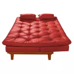 Sofá Cama Courino Vermelho Caribe Reclinável + Duas Banquetas