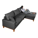 Sofá 4 Lugares Living Califórnia Com Chaise Direito em Linho Grafite
