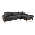 Sofá 4 Lugares Living Califórnia Com Chaise Direito em Linho Grafite