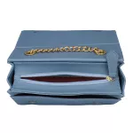 Bolsa Clutch Azul Aço Pequena De Lado Alça De Corrente Zuí Brasil