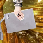 Bolsa Feminina Carteiro De Mão Festa Clutch Prata Zuí Brasil