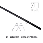 Kit Barra Body Pump 1.30m + 2 Barras 40cm + 6 Presilhas Treino Musculação Zuí Brasil 