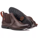 Botina em Couro Masculina Cromo Café Acetinado Havana