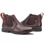 Botina em Couro Masculina Cromo Café Acetinado Havana