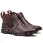Botina em Couro Masculina Cromo Café Acetinado Havana