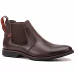 Botina em Couro Masculina Cromo Café Acetinado Havana