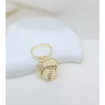 Anel Ajustável Coração Pendurado Banhado a Ouro 