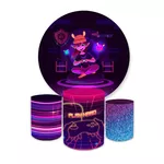 Kit Painel + Capas Cilindros Tema Gamer Decoração Festa Menino Infantil Teen