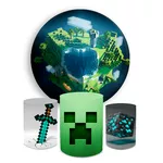 Kit Capa Painel + Trio Cilindros Minecraft 3d