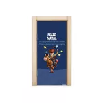 Capa De Porta Em Tecido Sublimado 2,0x0,8m C/ Elástico Decoração Tema Natal Merry Christmas Decoração Data Especial Copia
