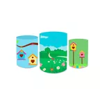 Trio Capas de Cilindros Sublimados Decorativo Tema Jardim Decoração Festa
