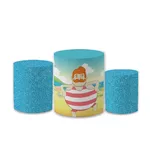 Trio Capas de Cilindros Sublimados Decorativo Tema Mundo Bita Decoração Festa Infantil