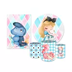 Kit Casadinho Capa Painel + Trio Capa Cilindros Tema Baby Alice