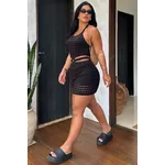 Vestido Macaquinho Tricot Argola Preto