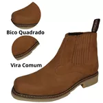 Botina Oliveira Vira Comum Bico Quadrado Nobuk Oliva