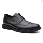 Sapato Brogue Tamanho Especial em Couro Preto