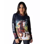 CAMISA FEMININA C.F COUNTRY CAVALO FORÇA DO SERTÃO COR PRETO