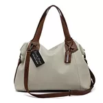 Bolsa grande couro legítimo off white com alça caramelo ref:DM-01