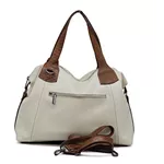 Bolsa grande couro legítimo off white com alça caramelo ref:DM-01