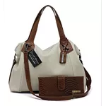 Kit bolsa grande off white com alça caramelo e carteira croco caramelo couro legítimo ref:DM-1B