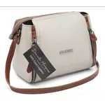 Bolsa pequena couro legítimo Off White com alça caramelo ref:DM-07