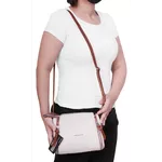 Bolsa pequena couro legítimo Off White com alça caramelo ref:DM-07