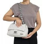 Bolsa Feminina Media Couro Legitimo OFF WHITE REF:DM-17M
