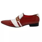 Sapato Masculino Italiano em Couro Social Executivo Vermelho Freeway Ref: 148 Vermelha