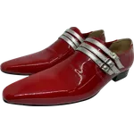 Sapato Masculino Italiano em Couro Social Executivo Vermelho Gaarder Bico Fino Ref: 370 Vermelho