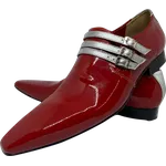 Sapato Masculino Italiano em Couro Social Executivo Vermelho Gaarder Bico Fino Ref: 370 Vermelho