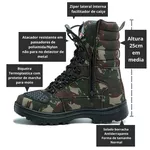Coturno Militar Bota Tática Zíper Lughato 1907 Camuflado
