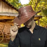 Chapéu Country de Couro Cowboy Rodeio Americano Pinhao