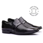 Sapato Social em Couro Box Preto com Detalhes Estampados - 0831PUPE 