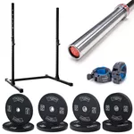 Kit Treino Completo com Squat Rack de 1.80, Barra de 15kg e Anilhas
