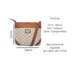 Conjunto 3 Peças estampada Bolsa Saco grande + Bolsa Transversal + nécessaire Bege - Gouveia Costa 