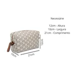 Conjunto 3 Peças estampada Bolsa Saco grande + Bolsa Transversal + nécessaire Bege - Gouveia Costa 