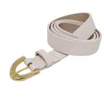 Cinto Feminino Em Couro Off White Fivela Dourada