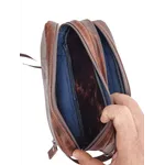 Necessaire de mão dupla em couro legitimo original com alça de pulso 