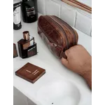 Necessaire de mão dupla em couro legitimo original com alça de pulso 