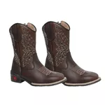 Bota Texana Feminina Juvenil Napa Café com Bordado - R$ 347,29 OS: Produtos não disponíveis em estoque 7 dias para embarque!