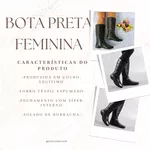 Bota Feminina Cano Médio Rasteira Couro Legitimo